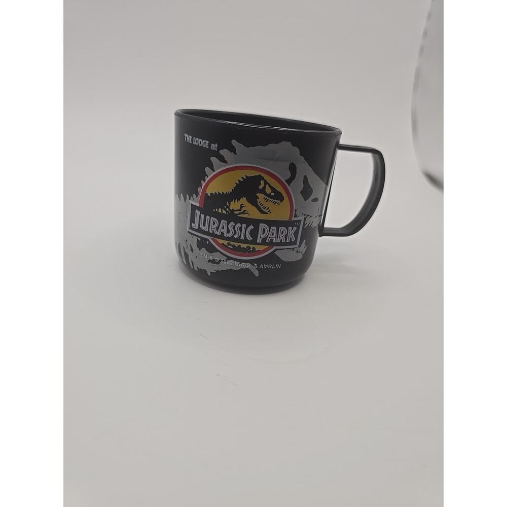 Rare Vtg 1992 The Lodge at Jurassic Park Kids Dinosaurs‎ Cup Childs Black Mug!